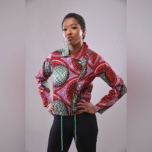 Swiss Brand “Brown-Skin.ch” Keep Riding Neon African Wax Print Bomber Jacket